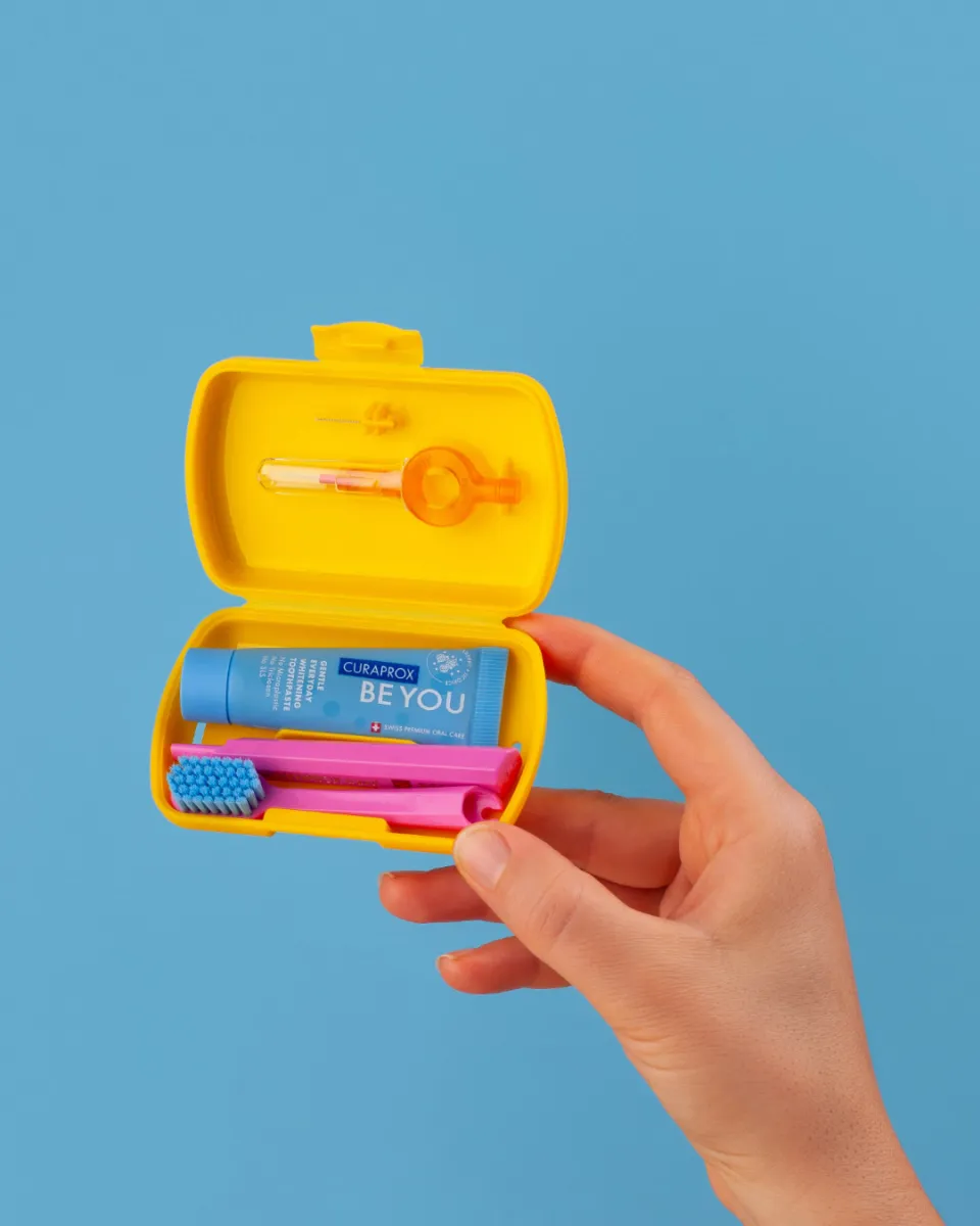 Yellow Travel Toothbrush Set