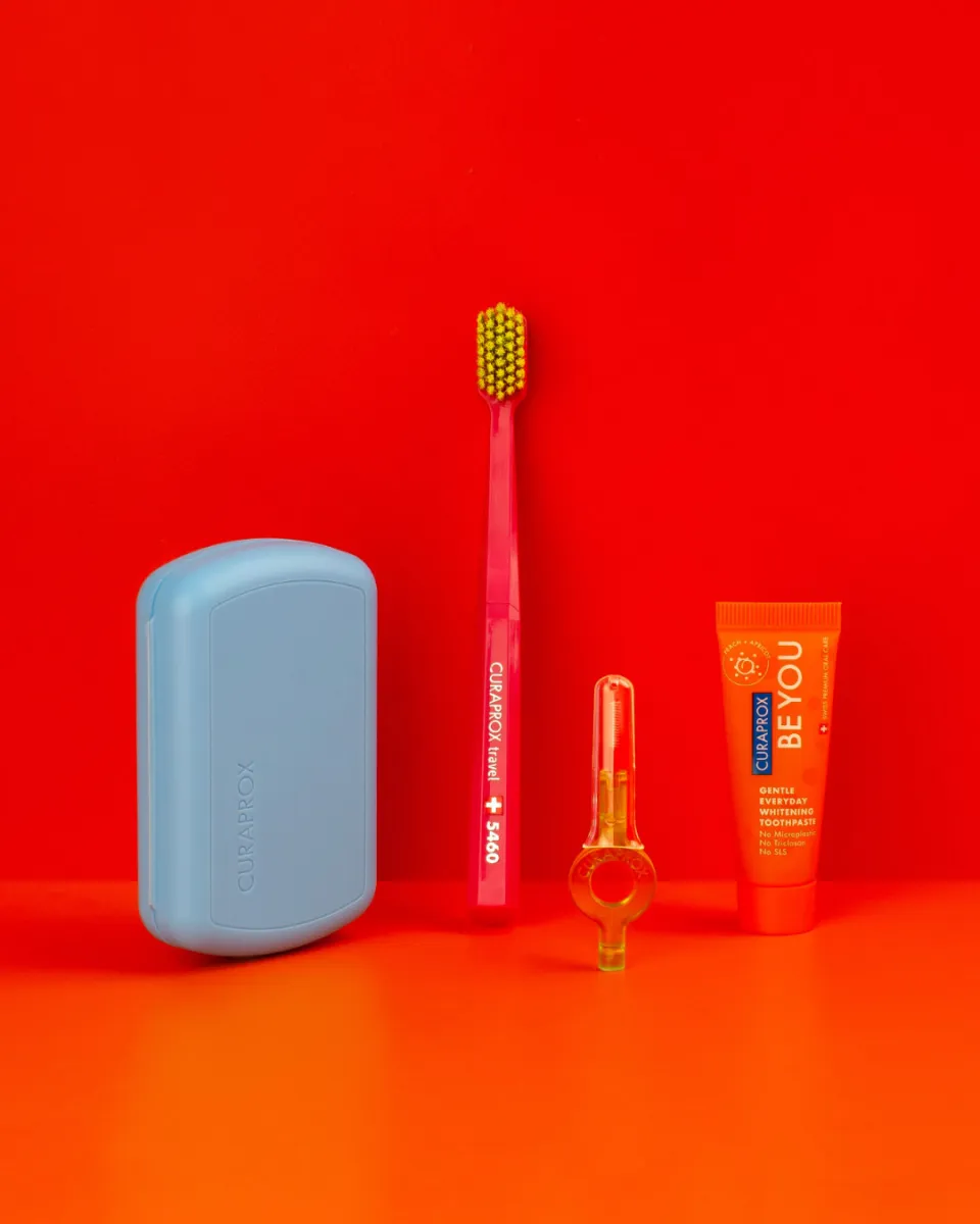 Blue Travel Toothbrush Set