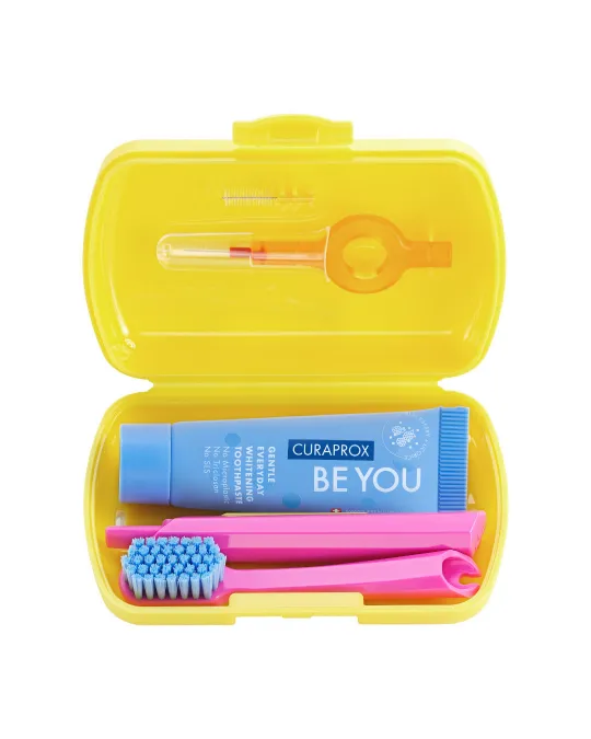 Yellow Travel Toothbrush Set