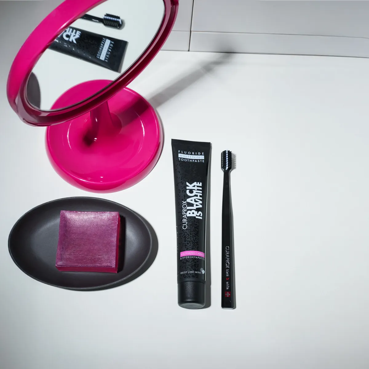 Black is white toothpaste and toothbrush